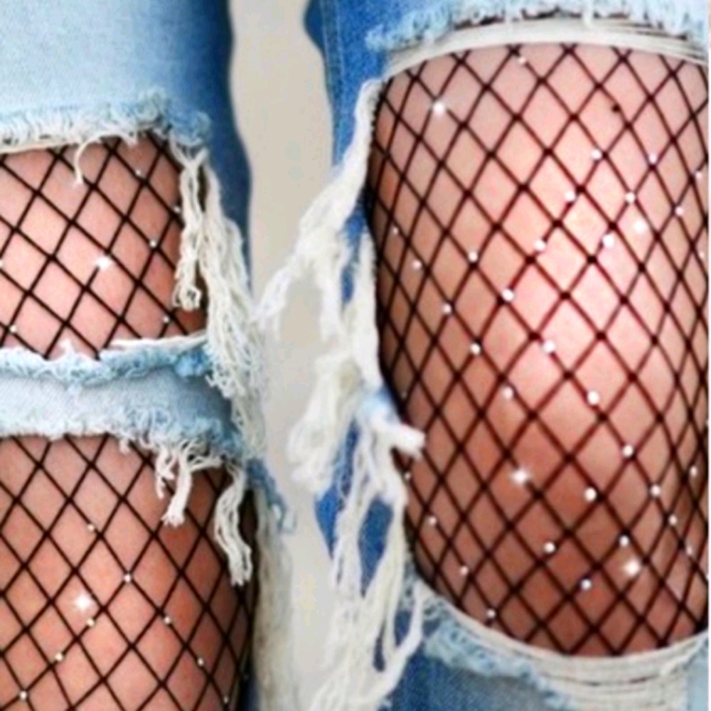 🔮 Rhinestone Fishnet Stockings
